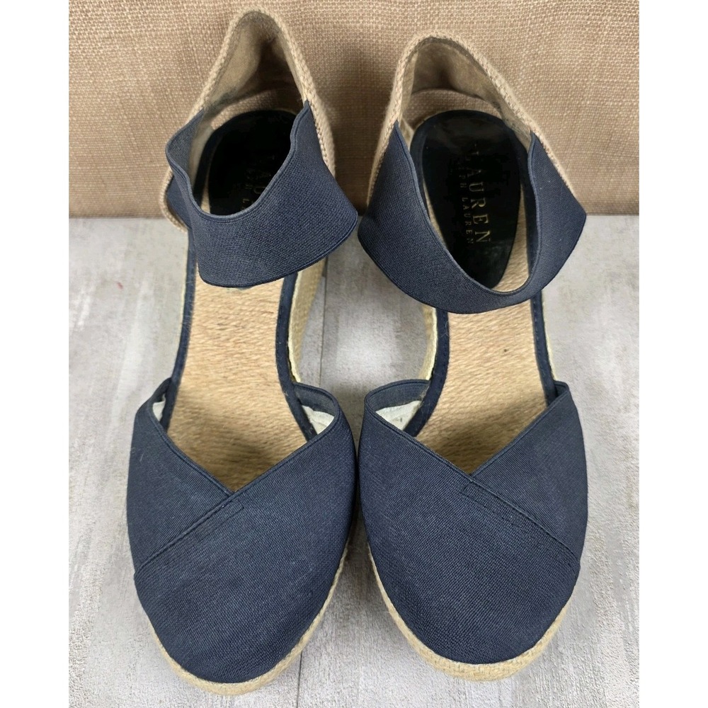 Lauren Ralph Lauren Womens Charla Blue Round Toe Espadrille Heels Size 8.5B